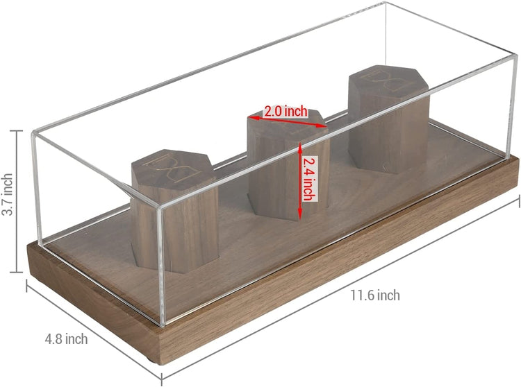 Wristwatch Display Case, Walnut Wood Tabletop Watch Storage with Wooden Pedestal Risers and Clear Acrylic Lid-MyGift