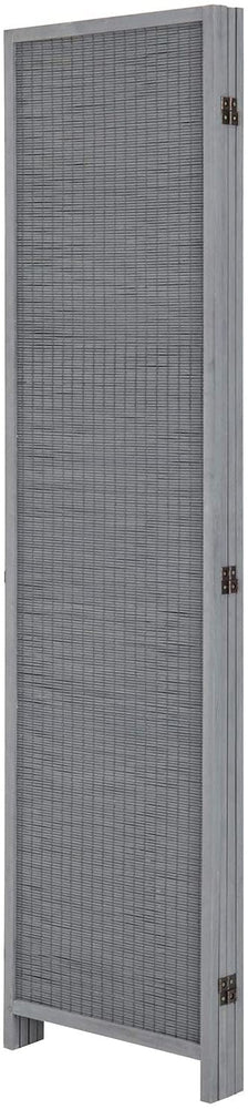 4-Panel Freestanding Contemporary Gray Woven Bamboo Room Divider-MyGift