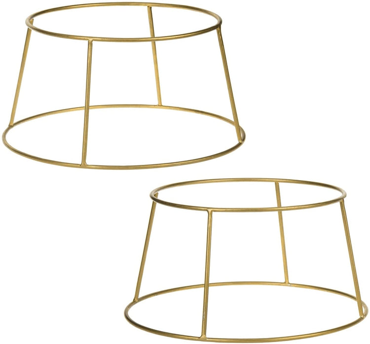 Set of 2 Brass-Tone Wire Metal Pizza Pan Risers / Food Display Stand-MyGift