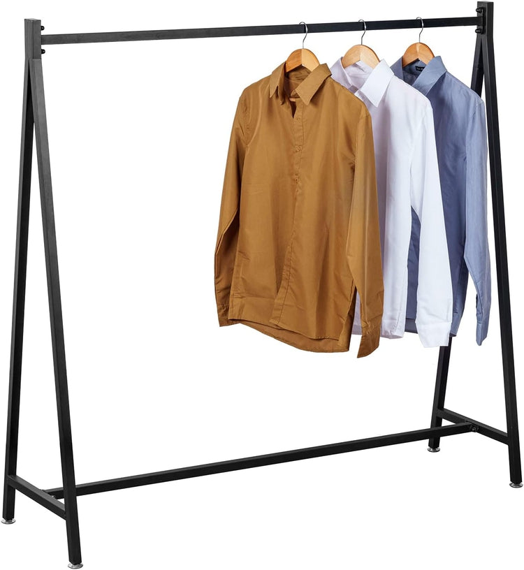 Black Heavy Duty Metal Wardrobe Clothing Rack, A-Frame Freestanding Garment Hanger for Closet or Retail Display Stand-MyGift