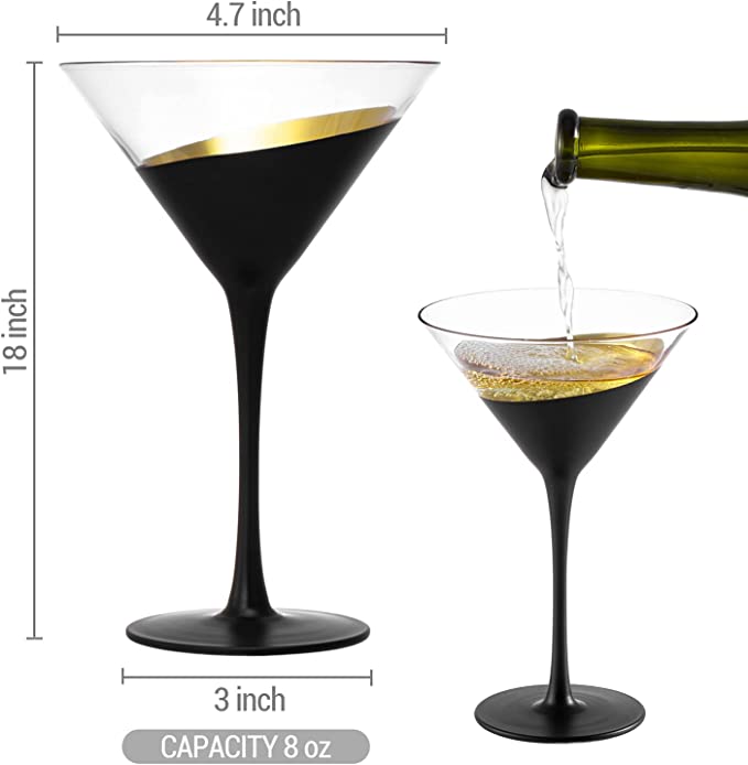 Cocktail Party Drinkware Stemmed Drinking Glass, Modern Martini Glasses, Set of 4-MyGift