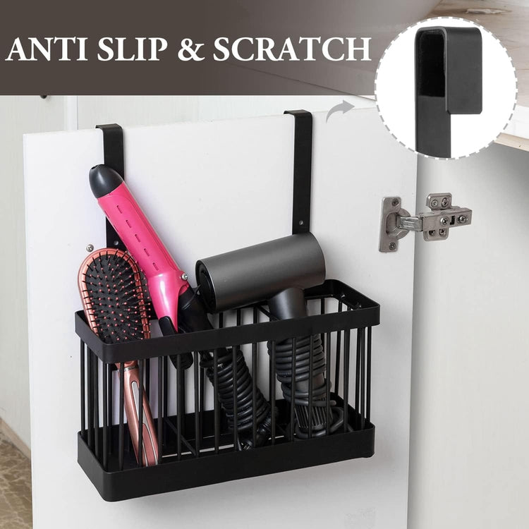 Wall Mountable, or Countertop Industrial Matte Black Metal Wire Hair Styling Hot Tools Basket-MyGift