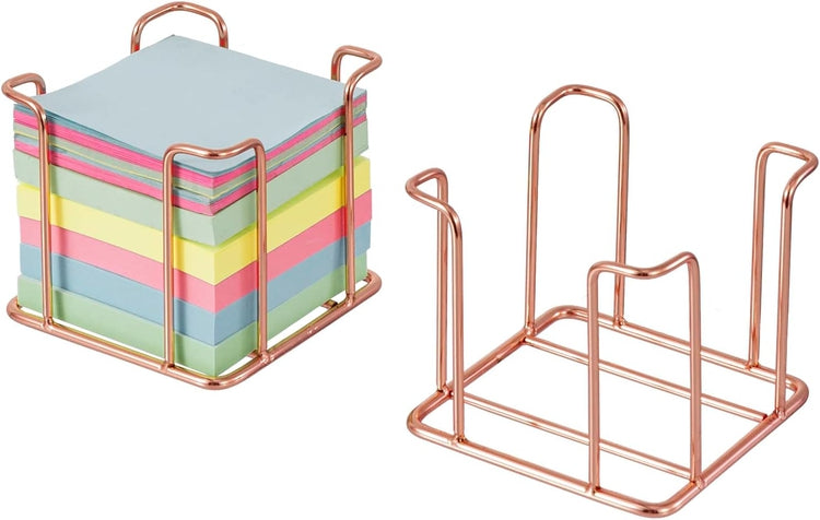 Tabletop Copper Metal Sticky Note Cube Holders, Memo Pads Containers f ...