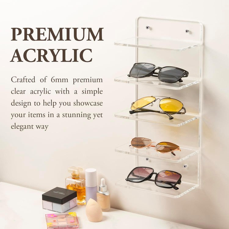 5 Tier Clear Acrylic Sunglasses Holder Rack, Retail Eyewear Showcase Storage Organizer-MyGift