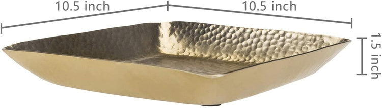 Brass-Tone Antique-Style Hammered Square Tabletop Display Tray-MyGift