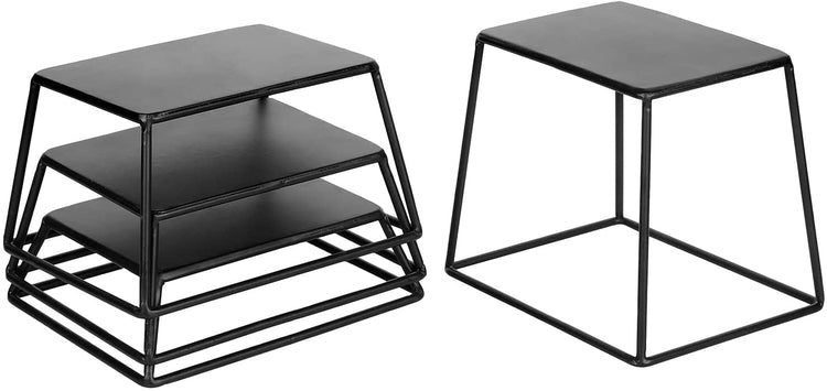 Set of 4, Matte Black Metal Food Display Stands, Risers for Display, Cupcake Dessert Stands-MyGift