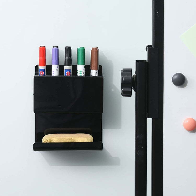 Wall Mounted Tiered Black Acrylic Dry Erase Whiteboard Marker and Eraser Storage Holder Stand-MyGift