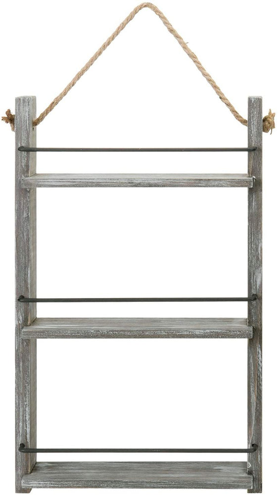 Wall Mounted Ladder Essential Oil Holder, Nail Polish Bottle Display Shelves with Rustic Rope-MyGift