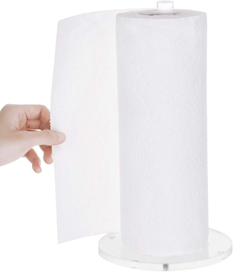 Clear Acrylic Paper Towel Roll Holder Rack Tabletop Dispenser Stand-MyGift
