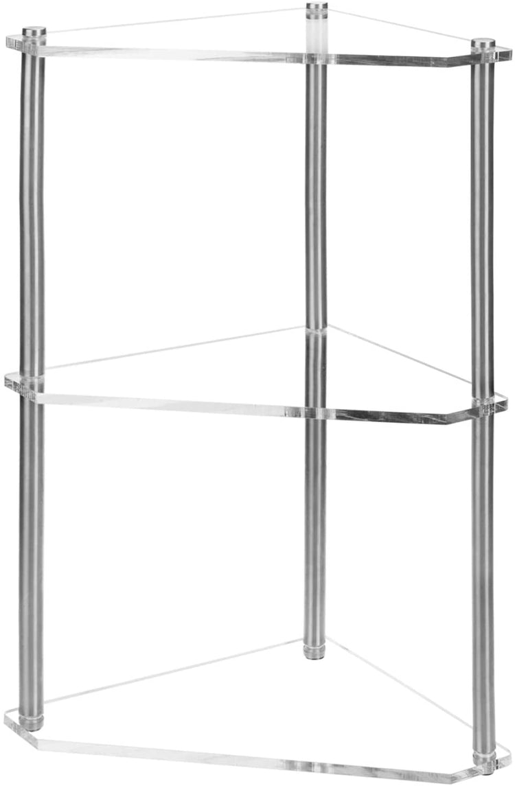 3-Tier Clear Acrylic and Metal Tabletop Corner Retail Display Stand-MyGift