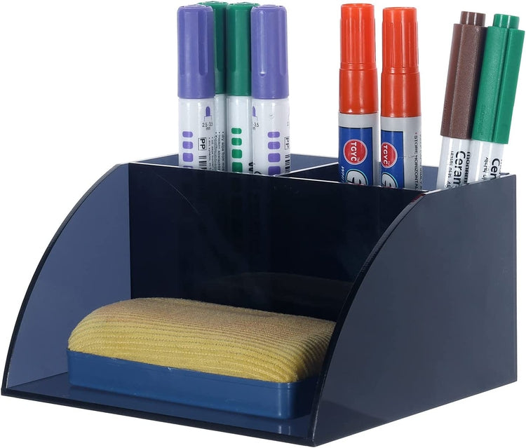 Dark Gray Acrylic White Board Dry Erase Marker and Eraser Holder, Wall Mountable Storage Rack or Desktop Organizer-MyGift