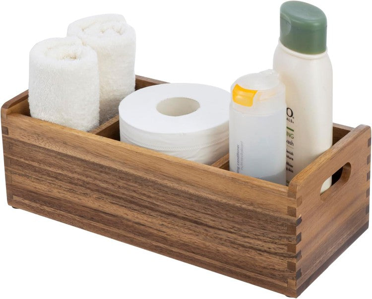 Natural Wood Toiletries Storage Bin and Toilet Paper Roll Holder, Orga –  MyGift