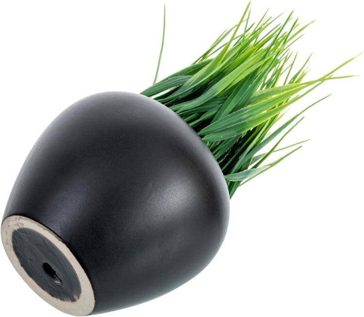 Tabletop Artificial Green Grass Plants in Mix Color Pots, Black Plant Container-MyGift