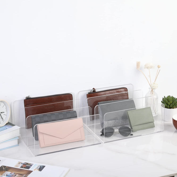 Clear Acrylic Purse Wallet Organizer with 3 Sections, Handbag Storage, Clutch Holder Closet Organizer or Retail Display-MyGift