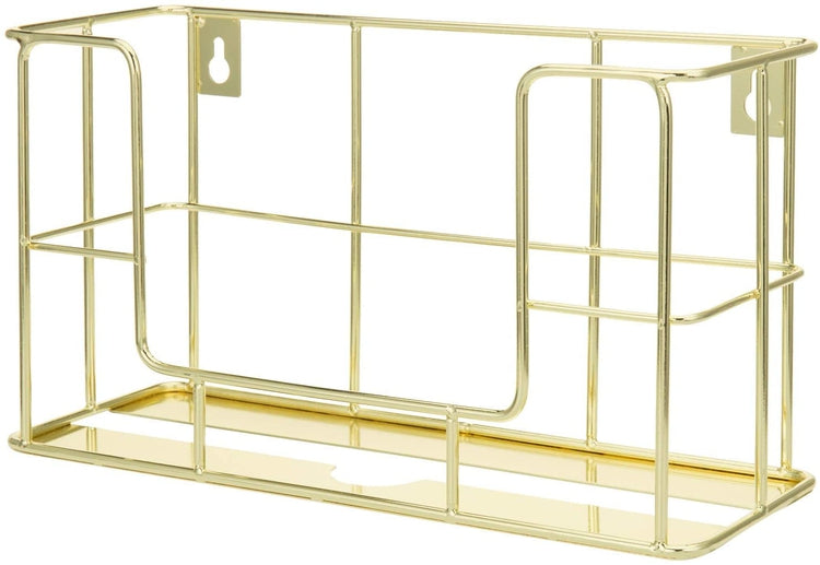 Brass Tone Metal Wire Commercial Wall Mounted or Tabletop Paper Folded Towel Dispenser Rack-MyGift
