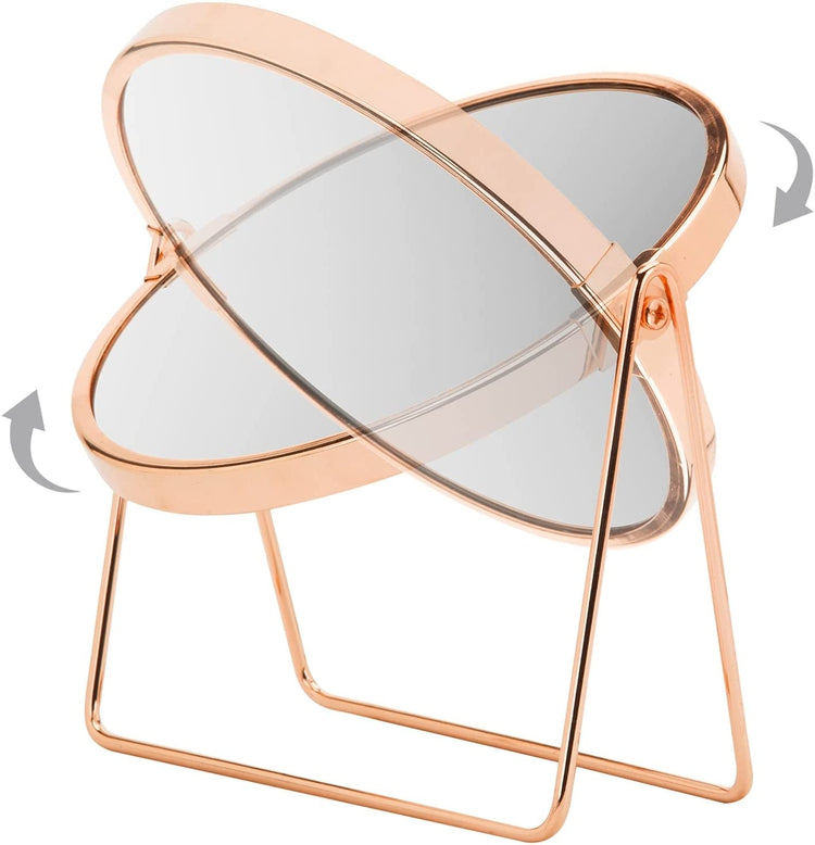 7 Inch, Rose Gold Plated Metal Double-Sided Vanity Makeup Mirror-MyGift