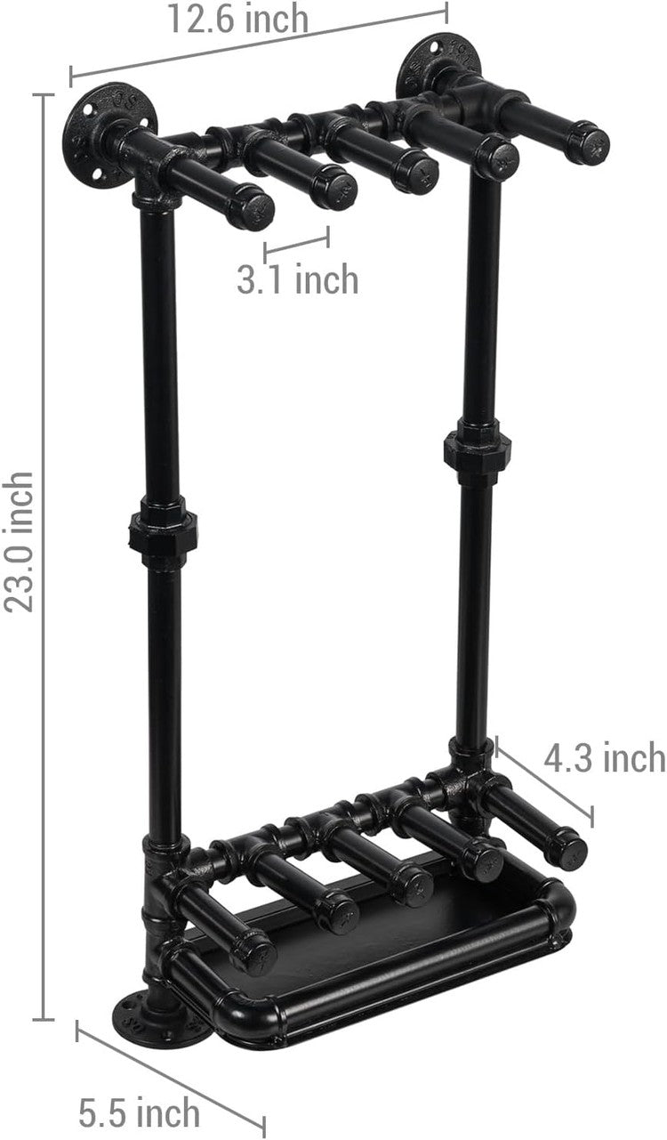 Wall Mounted Black Metal Umbrella Storage Stand, Entryway Rack for Hanging Long and Short Umbrellas-MyGift