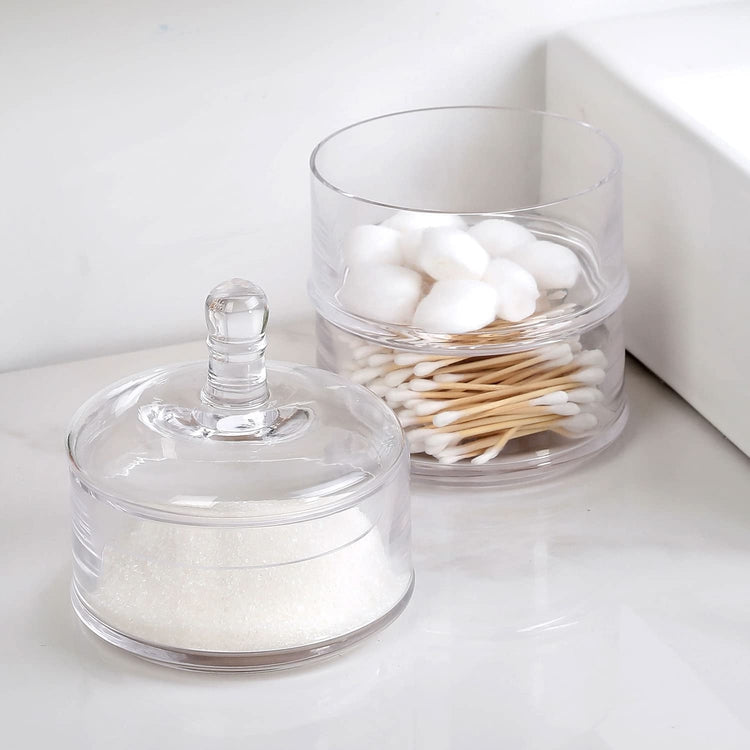 3 Tier Apothecary Glass Stacking Jars, Round Candy Cookie Dessert Holder-MyGift