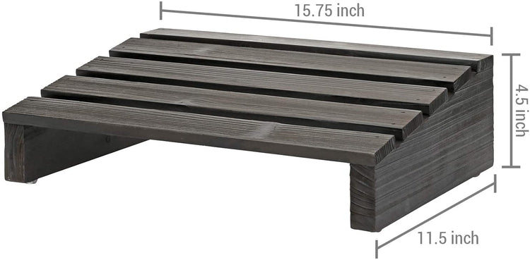 Black Wood Ergonomic Under-The-Desk Footrest-MyGift