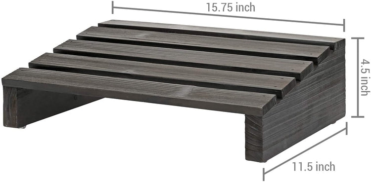 Black Wood Ergonomic Under-The-Desk Footrest-MyGift