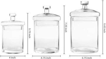Clear Glass Apothecary Jar Canisters with Lids, Set of 3 – MyGift