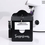 Metal Suggestion Box, Matte Black Wall Mounted or Tabletop Comment Box with Lock, Keys, Paper Sheet and Pen Holder Slots-MyGift