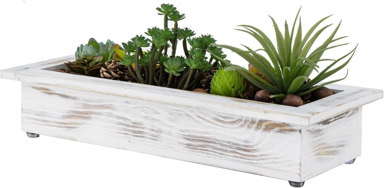 succulent window box Whitewashed Wood Tabletop Window Box Trough Planter, Includes DIY Arti – MyGift