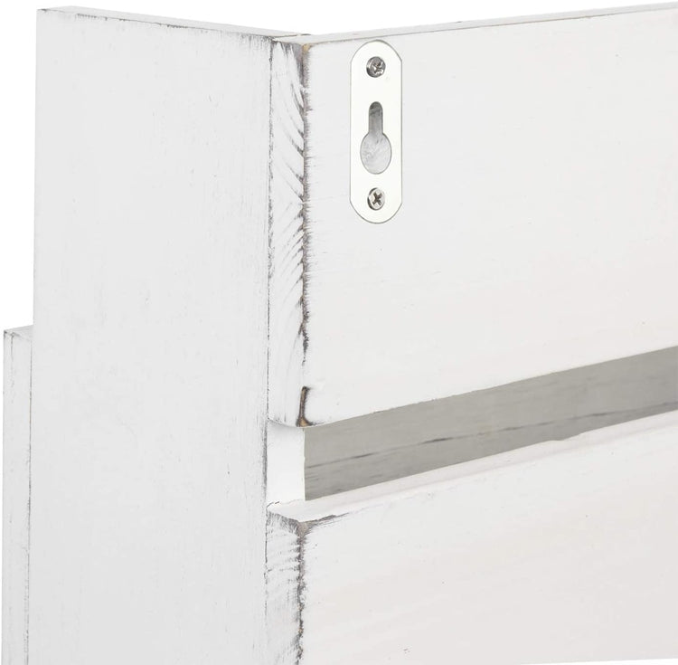 White Wood Wall Mounted Entryway Rack w/ Chalkboard-MyGift