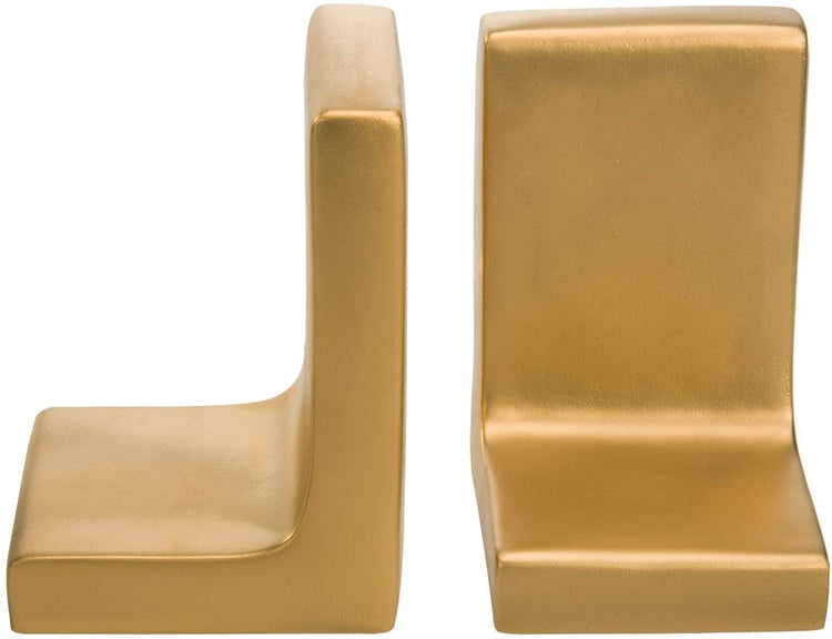 Set of 2, Decorative Heavy Gold Concrete Bookends-MyGift