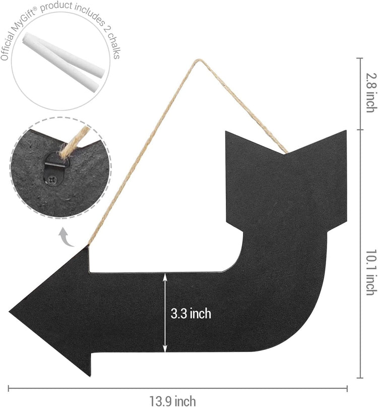 Arrow Design Wall Mounted Business or Entryway Blackboard Signage with Rope Hanger-MyGift