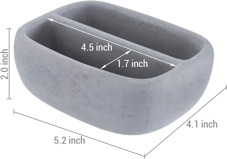 Gray Concrete Double Sponge Holder, Kitchen Counter Dual Compartment Cement Bowl for Dish Scrubber or Cleaning Pad-MyGift