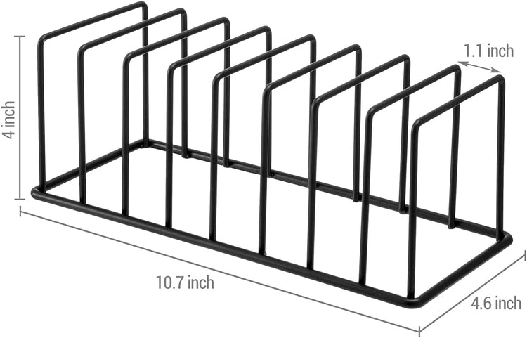 Matte Black Coated Metal Wire Kitchen Dish Drying Rack, Dinner Plate Organizer, Cutting Boards and Serving Tray Storage-MyGift