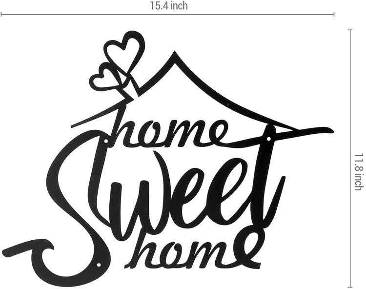 3-D Wall Art, Matte Black Home Sweet Home Metal Cutout Sign Wall Decor for Living Room, Kitchen, Family Room or Entryway-MyGift