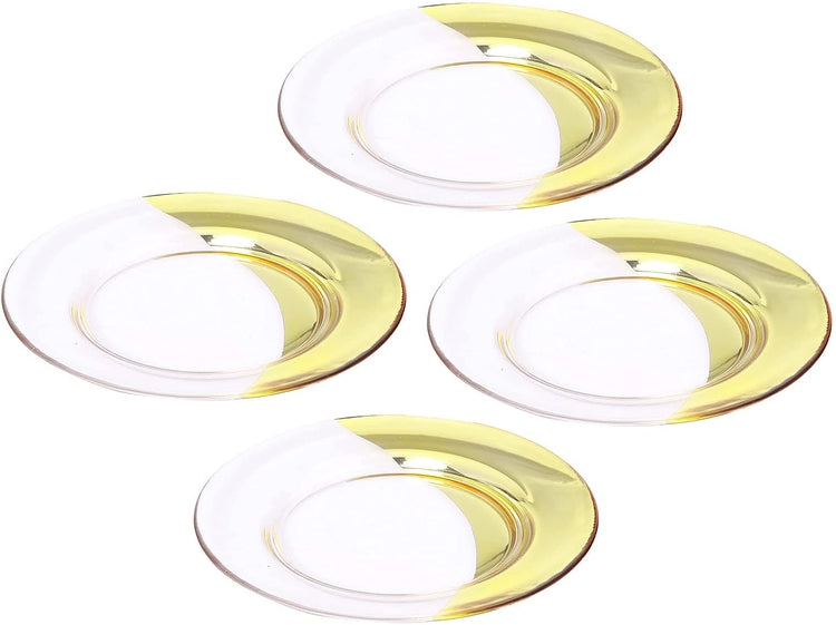 Set of 4, 10.5 Inch Glass and Gold Metallic Dipped Round Dinner Plates-MyGift