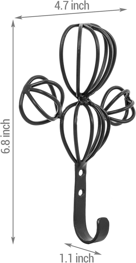 Set of 2, Wall-Mounted Black Metal 3D Cactus Shape Entryway Coat Hooks, Garment Hangers-MyGift