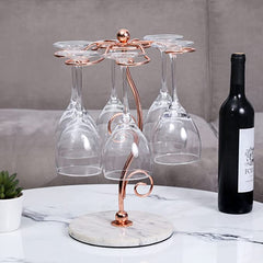 Under Cabinet Mounted Copper Tone Metal Wire Frame Wine Glass