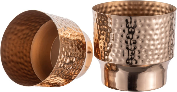 Hammered Copper Tone Metal Planter Pots, Handcrafted Flower Pot Plant Container Centerpiece Decoration-MyGift