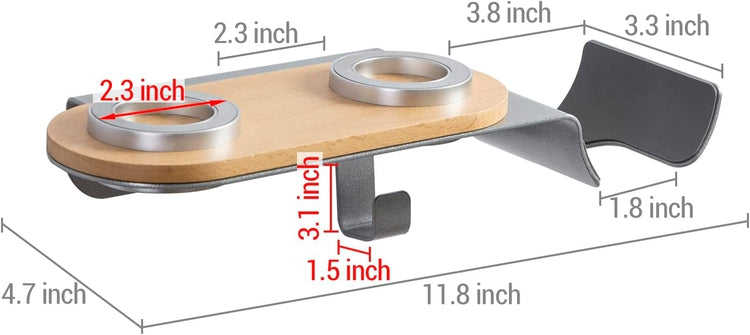 Wall Mounted Storage Holder for Dyson Hair Dryer and Accessories, Beech Wood and Aluminum Hair Dryer Tool Rack-MyGift