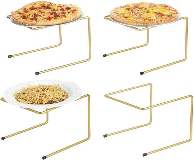 Brass Metal Pizza Table Stands, Tabletop Pizza Pan Riser Food Platter ...