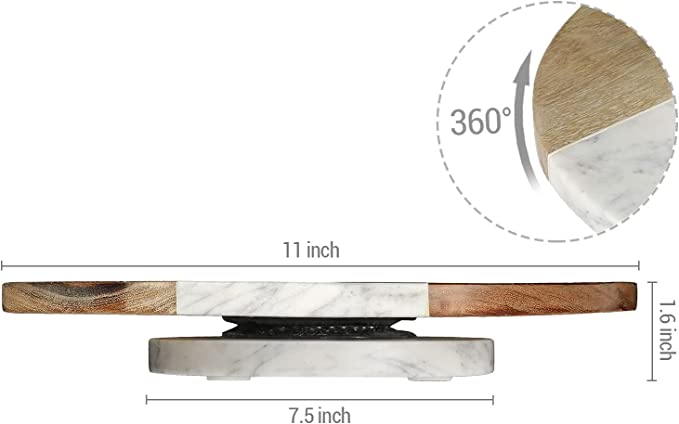 Wood Lazy Susan Turntable Rotating Tray Condiment Serving Tray, 11 Inch Lazy Susan-MyGift
