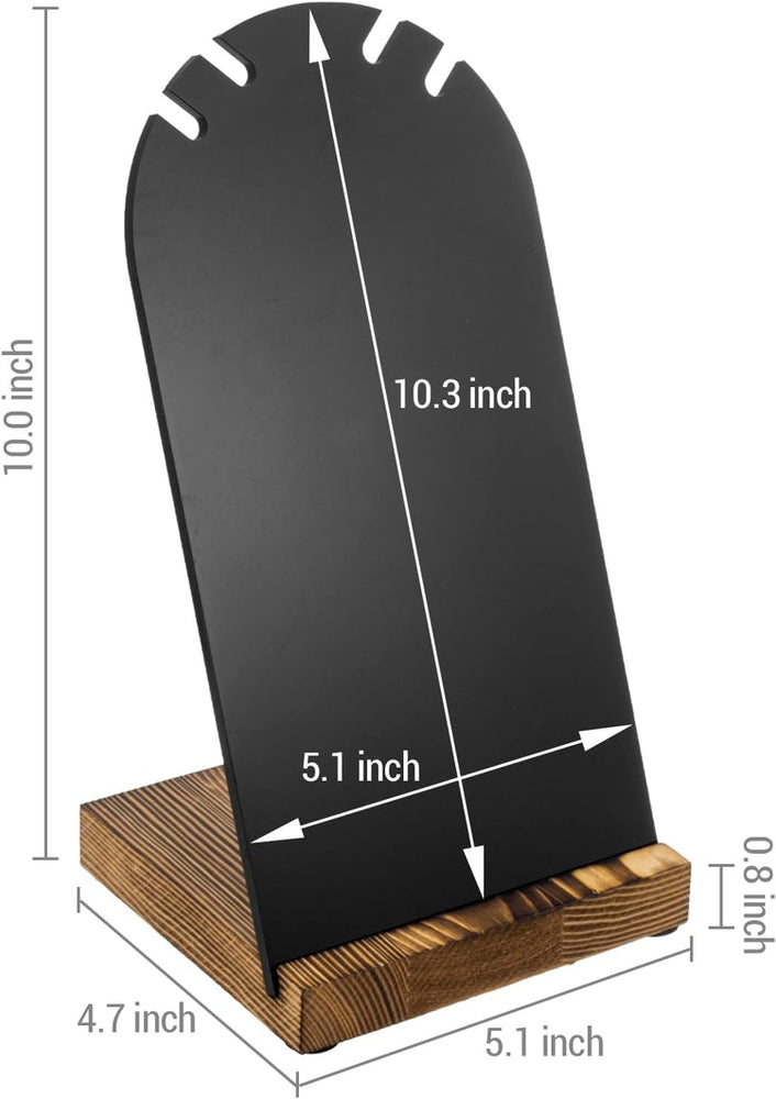 Black Acrylic Necklace Holder with Wood Base, Tabletop Jewelry Easel Stand Retail Display, Set of 2-MyGift
