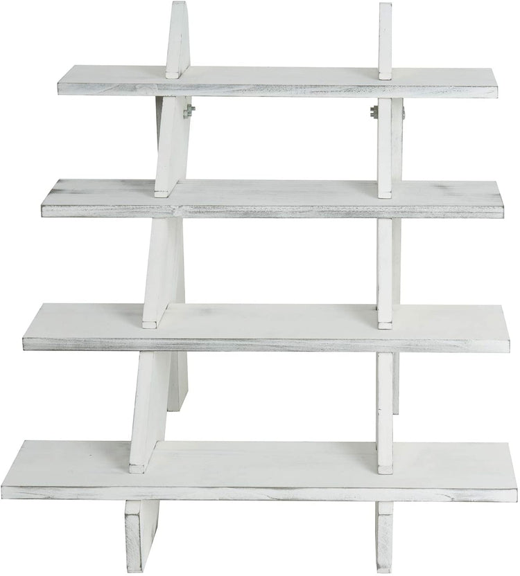 4-Tier Cascading White Wood Retail Display Riser Stand, Cupcake Dessert Stand-MyGift
