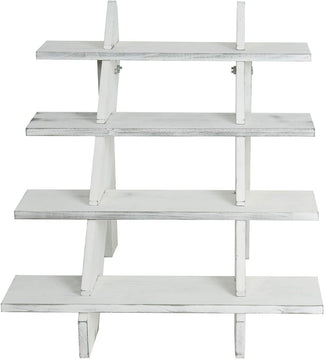 MyGift Rustic Torched Brown Wood 4-Tier Display Riser - Retail Merchandise Stand, Cupcake Stand, Decorative Shelf