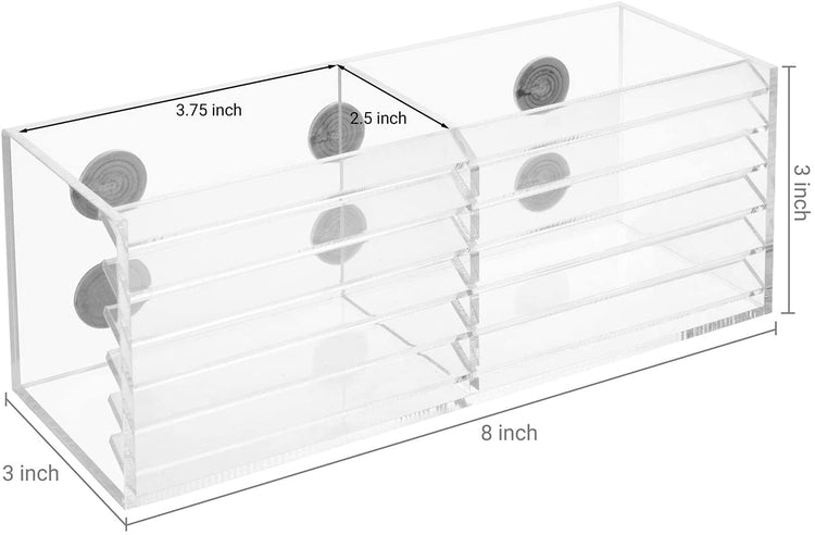 2 Slot Clear Acrylic Magnetic Dry Erase Whiteboard Marker Storage Bin, Office Supplies Organizer Box-MyGift