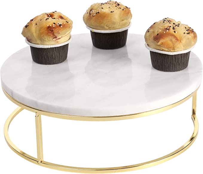 11 Inch Cake Stand Dessert Pedestal Riser, Marble Cupcake Stand-MyGift