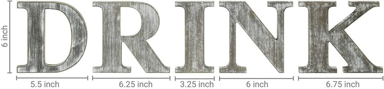 Rustic Gray Whitewashed Wood DRINK Decorative Tabletop Cutout Letter Sign Display-MyGift