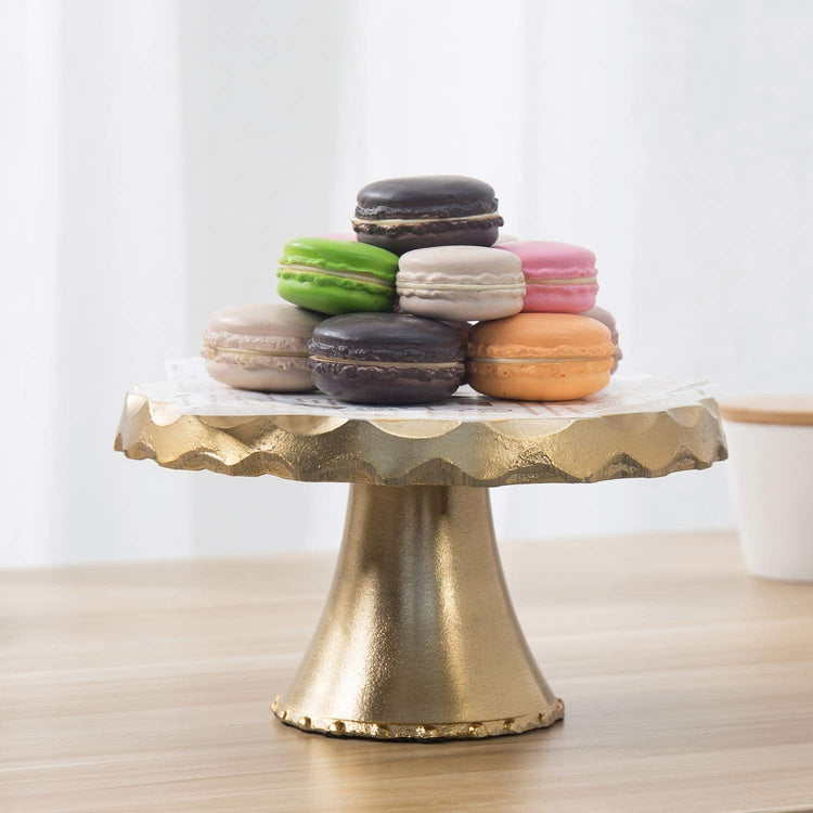 Gold & White Aluminum 8-inch Round Cake Stand, Dessert Display-MyGift