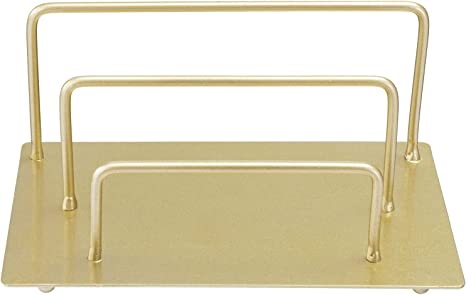 Modern Brass Tone Metal Mail Holder Countertop Organizer, 2-Slot Desktop Mail Sorter, Document Storage Rack-MyGift