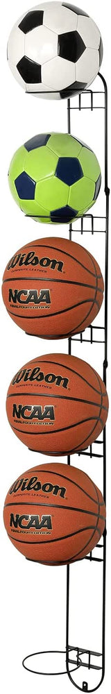 Sports Ball Storage Rack, Basketball, Soccer Ball, Medicine Ball, Volleyball Black Metal Wall Holder for Gym or Garage-MyGift