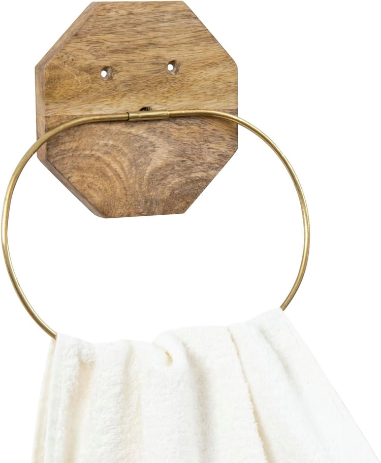 Wall Mounted Bathroom Brass Oval Towel Ring, Hand Towels or Kitchen Dish Cloths-MyGift